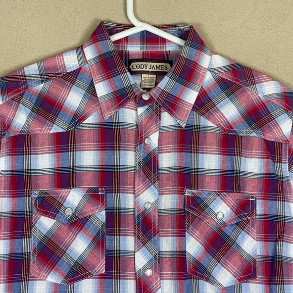 Cody James Button Up Shirt Adult L‎ Red White Casual Western Pearl Snap Mens - Picture 2 of 9